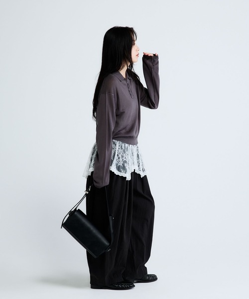 JEANASIS（ジーナシス）の「14Gシアーポロニット/668746（ポロシャツ・レディース・チャコールグレー/ブラウン系その他/アイボリー・FREE）」の15枚目の写真