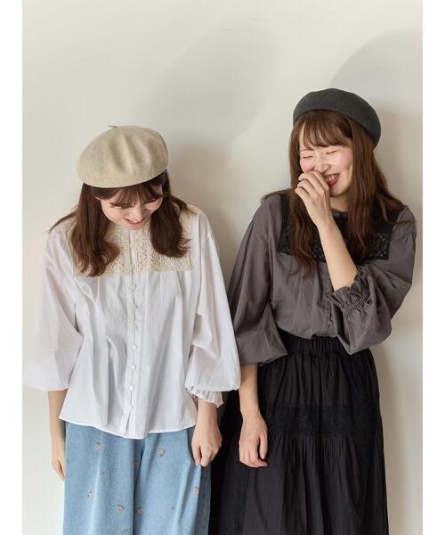 Samansa Mos2(サマンサ モスモス)の「【Cross×Staff】レース襟付きブラウス(シャツ/ブラウス・レディース・グレー系その他/チャコールグレー/オフホワイト・F)」の13枚目の写真