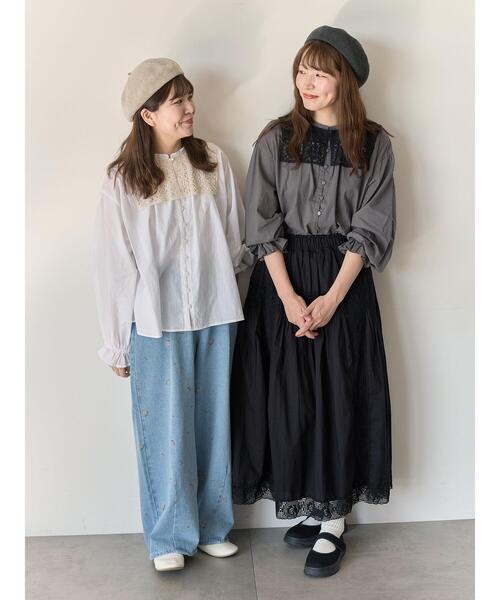 Samansa Mos2(サマンサ モスモス)の「【Cross×Staff】レース襟付きブラウス(シャツ/ブラウス・レディース・グレー系その他/チャコールグレー/オフホワイト・F)」の14枚目の写真