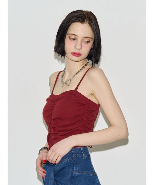 jouetie（ジュエティ）の「バックオープンチューブトップ（キャミソール・レディース・ブラック/レッド/オフホワイト・MEDIUM）」の4枚目の写真