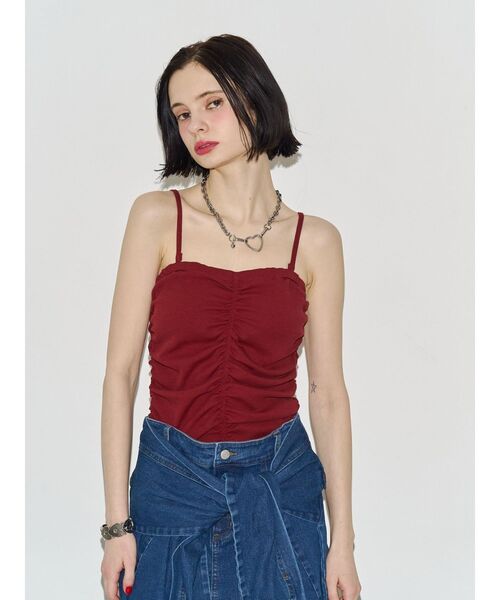 jouetie（ジュエティ）の「バックオープンチューブトップ（キャミソール・レディース・ブラック/レッド/オフホワイト・MEDIUM）」の7枚目の写真