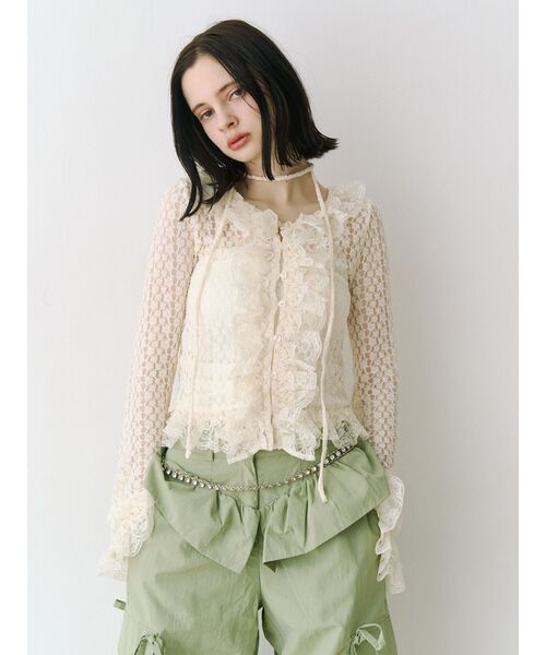 jouetie（ジュエティ）の「バックオープンチューブトップ（キャミソール・レディース・ブラック/レッド/オフホワイト・MEDIUM）」の12枚目の写真