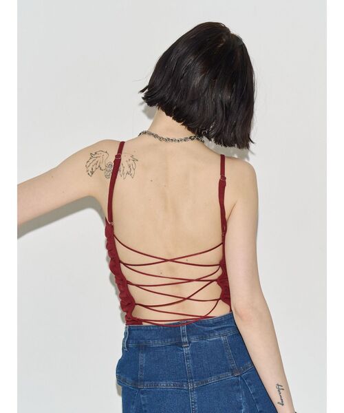 jouetie（ジュエティ）の「バックオープンチューブトップ（キャミソール・レディース・ブラック/レッド/オフホワイト・MEDIUM）」の21枚目の写真