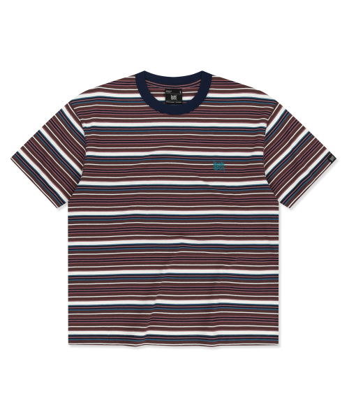 BROWNBREATH(ブラウンブレス)の「STRIPE CROP TAG TEE - BURGUNDY(Tシャツ/カットソー・レディース・その他・X-LARGE/LARGE/MEDIUM/SMALL)」の2枚目の写真