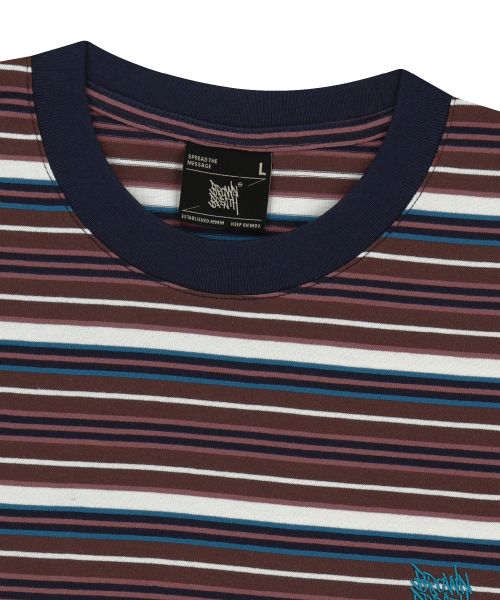 BROWNBREATH(ブラウンブレス)の「STRIPE CROP TAG TEE - BURGUNDY(Tシャツ/カットソー・レディース・その他・X-LARGE/LARGE/MEDIUM/SMALL)」の4枚目の写真