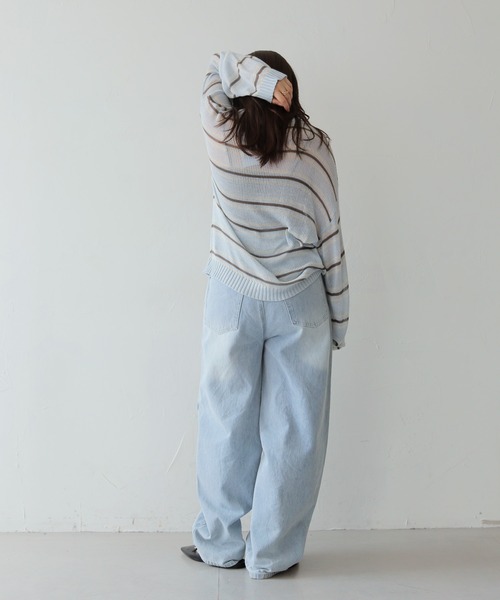 cheriella(シェリエラ)の「【cheriella】アシメカーブウエストデニムパンツ ASYMMETRIC CURVED WAIST DENIM PANTS(デニムパンツ・レディース・ネイビー/ブルー・FREE)」の14枚目の写真