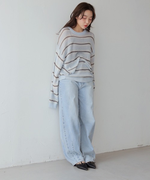 cheriella(シェリエラ)の「【cheriella】アシメカーブウエストデニムパンツ ASYMMETRIC CURVED WAIST DENIM PANTS(デニムパンツ・レディース・ネイビー/ブルー・FREE)」の16枚目の写真
