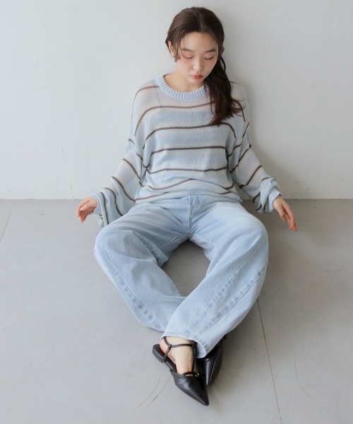 cheriella(シェリエラ)の「【cheriella】アシメカーブウエストデニムパンツ ASYMMETRIC CURVED WAIST DENIM PANTS(デニムパンツ・レディース・ネイビー/ブルー・FREE)」の12枚目の写真