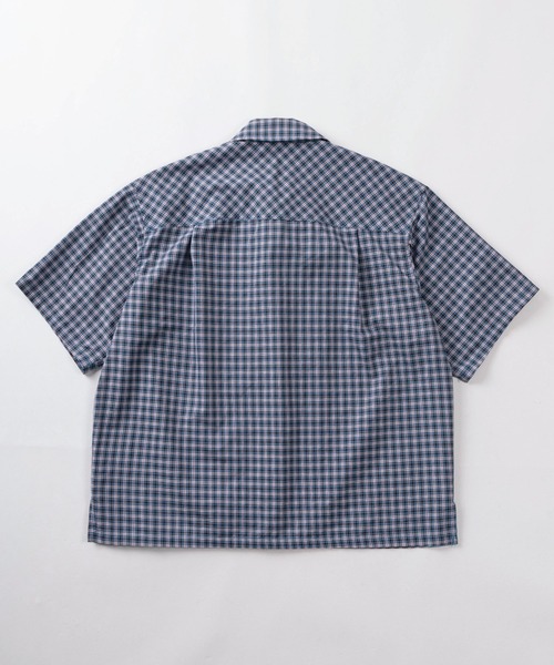 SlashDate（スラッシュデイト）の「【82】ショート丈  フロントジップ チェック 半袖シャツ/ユニセックス/レディース/メンズ（シャツ/ブラウス・メンズ・ブラック/ブルー/レッド・M/L）」の5枚目の写真