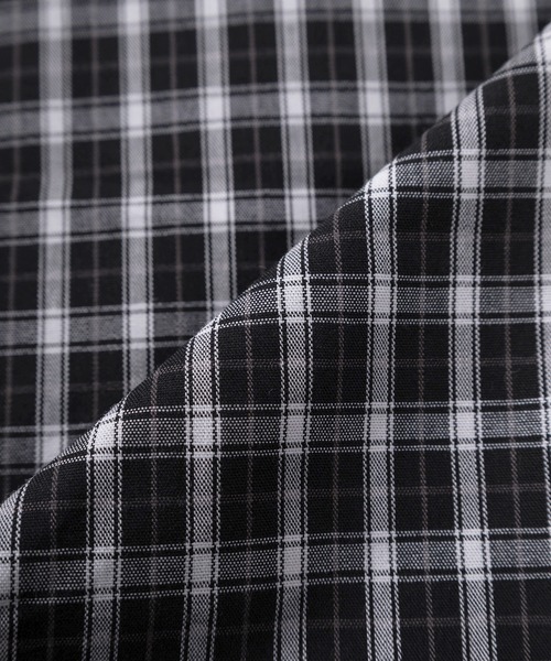 SlashDate（スラッシュデイト）の「【82】ショート丈  フロントジップ チェック 半袖シャツ/ユニセックス/レディース/メンズ（シャツ/ブラウス・メンズ・ブラック/ブルー/レッド・M/L）」の11枚目の写真