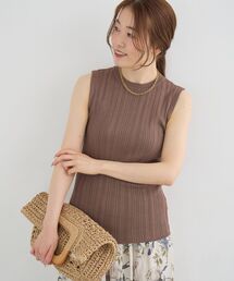 《WEB限定アイテム》ランダムリブノースリーブトップス