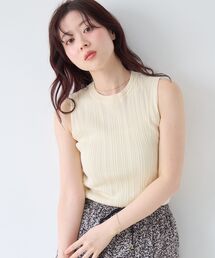 《WEB限定アイテム》ランダムリブノースリーブトップス