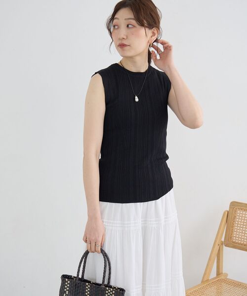 le.coeur blanc(ルクールブラン)の「《WEB限定アイテム》ランダムリブノースリーブトップス(Tシャツ/カットソー・レディース・アイボリー/キャメル/ブラウン/ブラック/ベージュ・38)」の13枚目の写真