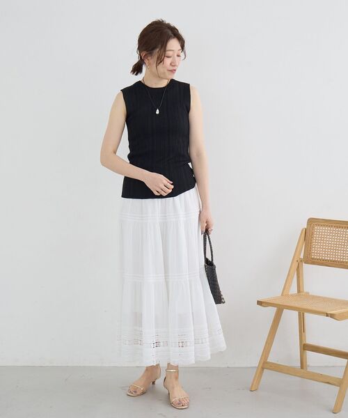 le.coeur blanc(ルクールブラン)の「《WEB限定アイテム》ランダムリブノースリーブトップス(Tシャツ/カットソー・レディース・アイボリー/キャメル/ブラウン/ブラック/ベージュ・38)」の16枚目の写真