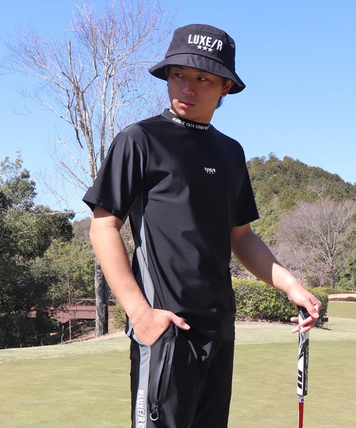 LUXE/R GOLF(ラグジュ ゴルフ)の「(RM)【LUXE/R GOLF】ストレッチ スムース ロゴ ハイネック Tシャツ(Tシャツ/カットソー・メンズ・ブラック/ネイビー/チャコールグレー/ホワイト・X-LARGE/LARGE/MEDIUM)」の2枚目の写真
