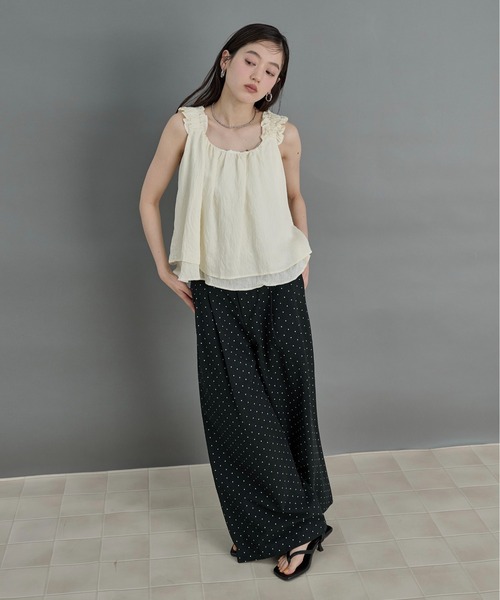 LOSCa(ロスカ)の「ドットパターンワイドパンツ(その他パンツ・レディース・ブラック/アイボリー・FREE)」の13枚目の写真