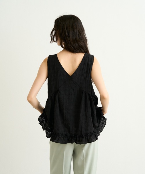 Lutim by u（ルチバイユー）の「ニュアンスチェックフリルデザインチュニック（シャツ/ブラウス・レディース・ブラック/グレー/オフホワイト・FREE）」の21枚目の写真