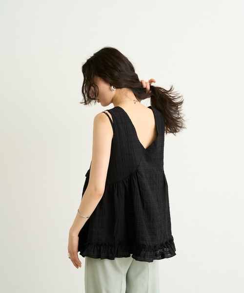 Lutim by u（ルチバイユー）の「ニュアンスチェックフリルデザインチュニック（シャツ/ブラウス・レディース・ブラック/グレー/オフホワイト・FREE）」の22枚目の写真