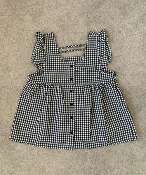 Teem Store(チームストア)の「ギンガムチェック袖フリルデザインスクエアネックシャツトップス ブラウス(シャツ/ブラウス・レディース・ブラック・M/S)」の14枚目の写真