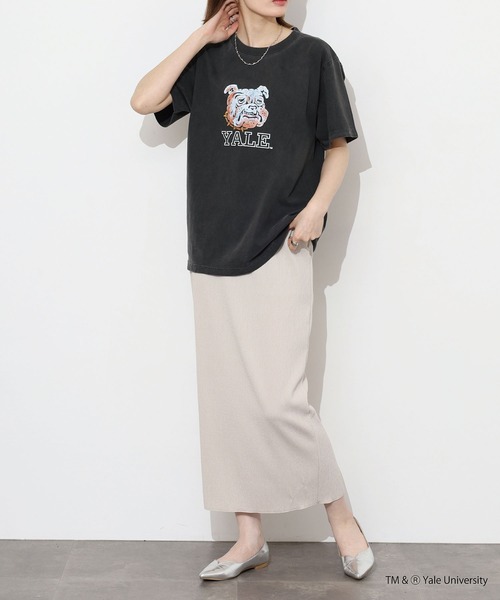 CALIFORNIA HAVE A NICE TIME !（カリフォルニアハブァナイスタイム）の「YALE COLLEGE PIGMENT T-SHIRT 厚手 6.6oz クルーネック ユニセックス コットン100%（Tシャツ/カットソー・メンズ・ブラック・M/L/XL）」の18枚目の写真