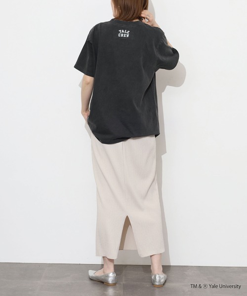CALIFORNIA HAVE A NICE TIME !（カリフォルニアハブァナイスタイム）の「YALE COLLEGE PIGMENT T-SHIRT 厚手 6.6oz クルーネック ユニセックス コットン100%（Tシャツ/カットソー・メンズ・ブラック・M/L/XL）」の20枚目の写真