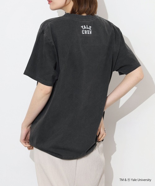 CALIFORNIA HAVE A NICE TIME !（カリフォルニアハブァナイスタイム）の「YALE COLLEGE PIGMENT T-SHIRT 厚手 6.6oz クルーネック ユニセックス コットン100%（Tシャツ/カットソー・メンズ・ブラック・M/L/XL）」の17枚目の写真
