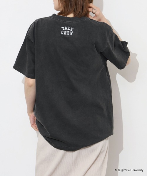 CALIFORNIA HAVE A NICE TIME !（カリフォルニアハブァナイスタイム）の「YALE COLLEGE PIGMENT T-SHIRT 厚手 6.6oz クルーネック ユニセックス コットン100%（Tシャツ/カットソー・メンズ・ブラック・M/L/XL）」の16枚目の写真