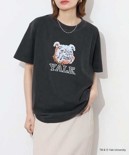 CALIFORNIA HAVE A NICE TIME !（カリフォルニアハブァナイスタイム）の「YALE COLLEGE PIGMENT T-SHIRT 厚手 6.6oz クルーネック ユニセックス コットン100%（Tシャツ/カットソー・メンズ・ブラック・M/L/XL）」の13枚目の写真