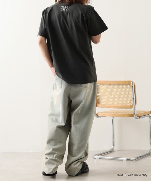 CALIFORNIA HAVE A NICE TIME !（カリフォルニアハブァナイスタイム）の「YALE COLLEGE PIGMENT T-SHIRT 厚手 6.6oz クルーネック ユニセックス コットン100%（Tシャツ/カットソー・メンズ・ブラック・M/L/XL）」の11枚目の写真