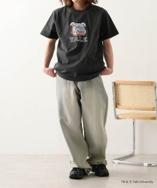 CALIFORNIA HAVE A NICE TIME !（カリフォルニアハブァナイスタイム）の「YALE COLLEGE PIGMENT T-SHIRT 厚手 6.6oz クルーネック ユニセックス コットン100%（Tシャツ/カットソー・メンズ・ブラック・M/L/XL）」の10枚目の写真