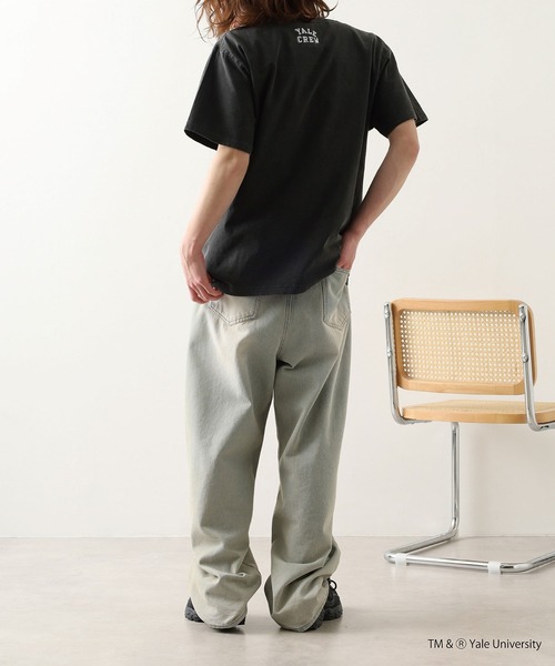 CALIFORNIA HAVE A NICE TIME !（カリフォルニアハブァナイスタイム）の「YALE COLLEGE PIGMENT T-SHIRT 厚手 6.6oz クルーネック ユニセックス コットン100%（Tシャツ/カットソー・メンズ・ブラック・M/L/XL）」の12枚目の写真