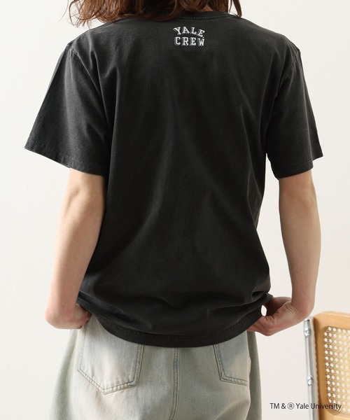 CALIFORNIA HAVE A NICE TIME !（カリフォルニアハブァナイスタイム）の「YALE COLLEGE PIGMENT T-SHIRT 厚手 6.6oz クルーネック ユニセックス コットン100%（Tシャツ/カットソー・メンズ・ブラック・M/L/XL）」の8枚目の写真