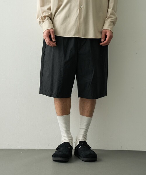 PORTER CLASSIC（ポータークラシック）の「【PORTER CLASSIC/ポータークラシック】PC-035-3943-0010/BLACK/POPLIN EASY SHORTS（その他パンツ・メンズ・ブラック・3/2）」の2枚目の写真