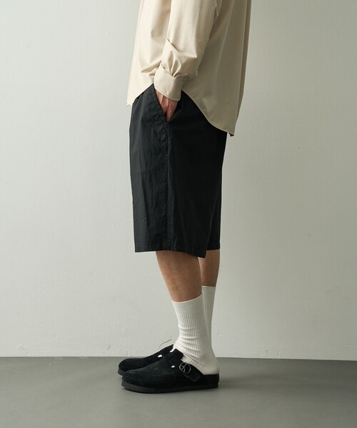 PORTER CLASSIC（ポータークラシック）の「【PORTER CLASSIC/ポータークラシック】PC-035-3943-0010/BLACK/POPLIN EASY SHORTS（その他パンツ・メンズ・ブラック・3/2）」の3枚目の写真