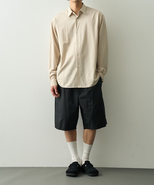 PORTER CLASSIC（ポータークラシック）の「【PORTER CLASSIC/ポータークラシック】PC-035-3943-0010/BLACK/POPLIN EASY SHORTS（その他パンツ・メンズ・ブラック・3/2）」の4枚目の写真