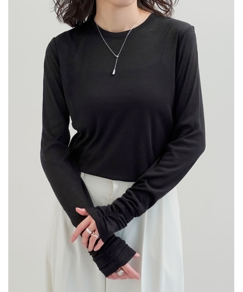Re:EDIT(リエディ)の「配色レイヤードライクシアーフライストップス(Tシャツ/カットソー・レディース・レッド/ホワイト/ピンク/グレー/ブラック・MEDIUM/LARGE)」の3枚目の写真