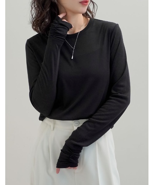 Re:EDIT(リエディ)の「配色レイヤードライクシアーフライストップス(Tシャツ/カットソー・レディース・レッド/ホワイト/ピンク/グレー/ブラック・MEDIUM/LARGE)」の6枚目の写真