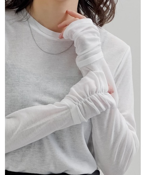 Re:EDIT(リエディ)の「配色レイヤードライクシアーフライストップス(Tシャツ/カットソー・レディース・レッド/ホワイト/ピンク/グレー/ブラック・MEDIUM/LARGE)」の12枚目の写真