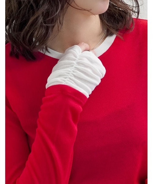 Re:EDIT(リエディ)の「配色レイヤードライクシアーフライストップス(Tシャツ/カットソー・レディース・レッド/ホワイト/ピンク/グレー/ブラック・MEDIUM/LARGE)」の21枚目の写真
