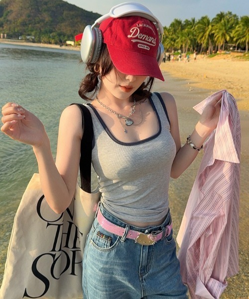 yuue' ( wear )(ユーイ)の「カップ付きパイピングタンクトップ(タンクトップ・レディース・クリーム/グレー/ブラック/ホワイト・FREE)」の19枚目の写真