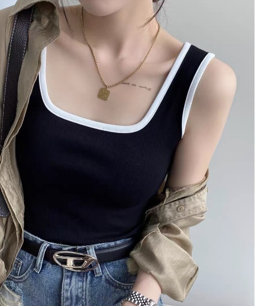 yuue' ( wear )(ユーイ)の「カップ付きパイピングタンクトップ(タンクトップ・レディース・クリーム/グレー/ブラック/ホワイト・FREE)」の16枚目の写真