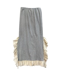 rib frill long skirt