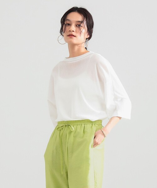 Demi-Luxe BEAMS(デミルクス ビームス)の「【7/24値下げ】コットン チュール オーバー Tシャツ(Tシャツ/カットソー・レディース・ブラック/ホワイト/オリーブ・ONE SIZE)」の1枚目の写真