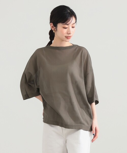 Demi-Luxe BEAMS(デミルクス ビームス)の「【7/24値下げ】コットン チュール オーバー Tシャツ(Tシャツ/カットソー・レディース・ブラック/ホワイト/オリーブ・ONE SIZE)」の3枚目の写真