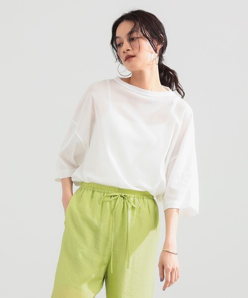 Demi-Luxe BEAMS(デミルクス ビームス)の「【7/24値下げ】コットン チュール オーバー Tシャツ(Tシャツ/カットソー・レディース・ブラック/ホワイト/オリーブ・ONE SIZE)」の4枚目の写真