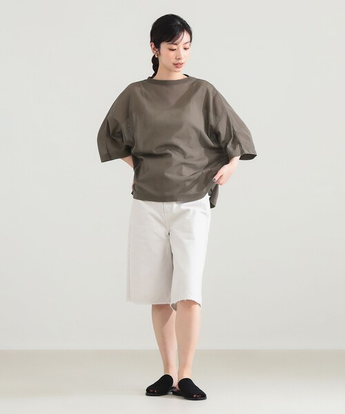 Demi-Luxe BEAMS(デミルクス ビームス)の「【7/24値下げ】コットン チュール オーバー Tシャツ(Tシャツ/カットソー・レディース・ブラック/ホワイト/オリーブ・ONE SIZE)」の12枚目の写真