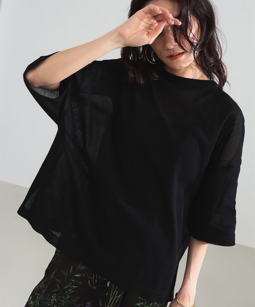 Demi-Luxe BEAMS(デミルクス ビームス)の「【7/24値下げ】コットン チュール オーバー Tシャツ(Tシャツ/カットソー・レディース・ブラック/ホワイト/オリーブ・ONE SIZE)」の2枚目の写真