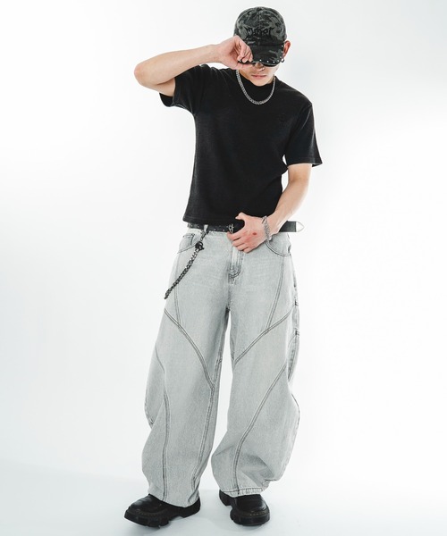 SHORT ROUND(ショートラウンド)の「SHORT ROUND/【26年春夏新作】スウィッチングカーブデニムパンツ(デニムパンツ・メンズ・ブラック系3/グレー・LARGE/MEDIUM)」の5枚目の写真