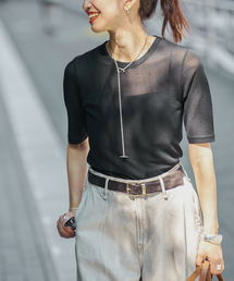 VERMEIL par iena (ヴェルメイユパーイエナ) CottonボーダースリットTシャツ ブラック FREE VERMEIL par iena (ヴェルメイユパーイエナ) ① 24070938553010 Cotton