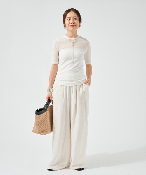 VERMEIL par iena(ヴェルメイユパーイエナ)の「シアーTシャツ(Tシャツ/カットソー・レディース・ブラック/ピンク/ホワイト・FREE)」の5枚目の写真
